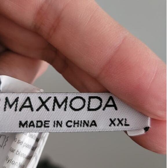 MAXMODA Ruffle Front Open Back Bathing Suit Swimsuit Black XXL - Picture 3 of 8